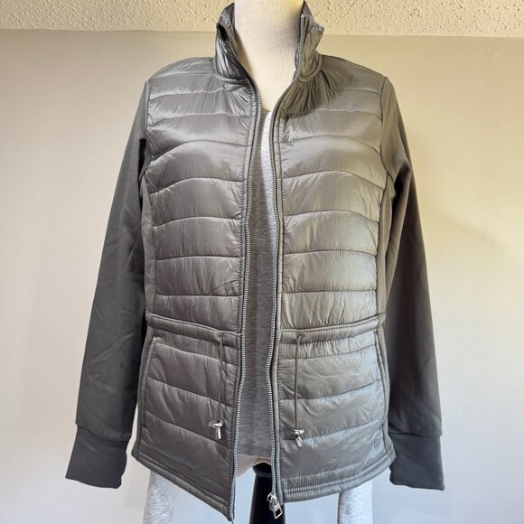 APANA Women's Gray Lightweight Puffer Yoga Jacket - Picture 1 of 10